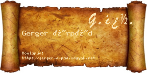 Gerger Árpád névjegykártya